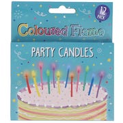 Coloured Flame Party Candles (Pack of 12)