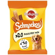 Pedigree Schmackos Adult Dog Treats Poultry Mix, 144g (Pack of 20)