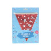 Multicoloured Holographic Party Bunting, 3m