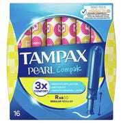 Tampax Pearl Compak Regular Tampons With Applicator (Pack of 16)