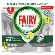 Fairy Platinum All In One Dishwasher Tablets Lemon, 15 tablets