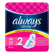 Always Classic Long Sanitary Towels (Size 2) Wings X9