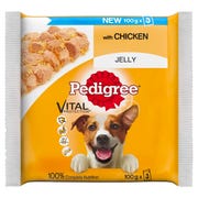 Pedigree Adult Wet Dog Food Pouches Chicken in Jelly 3 x 100g