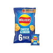 Walkers Cheese & Onion Crisps, 25g (Pack of 6)
