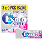 Extra White Bubblemint Sugarfree Chewing Gum Multipack 3 x 9 Pieces